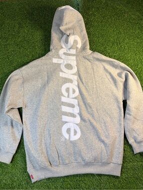 Grey Logo Supreme Hoodie Size M